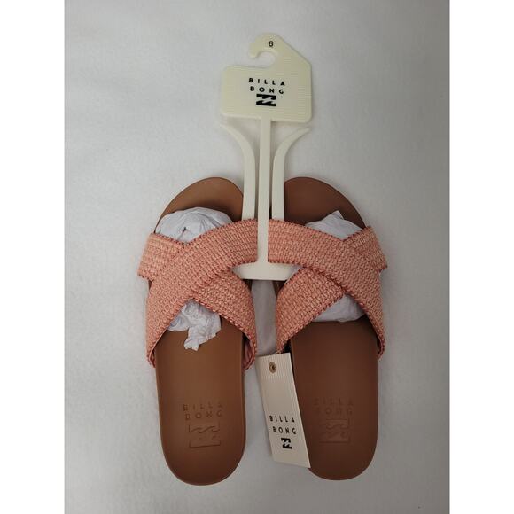Billabong Avila Woven Crossband Slide Sandals Sweet Peach Size 6 - Picture 1 of 6